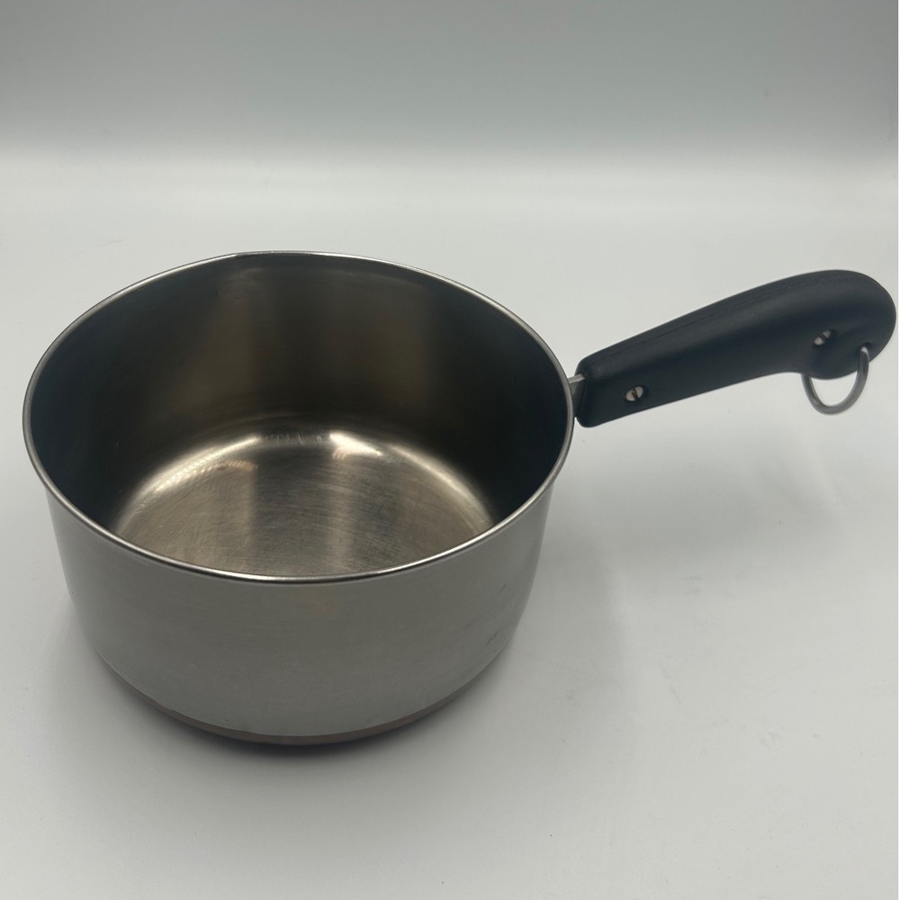 Revere Ware 1 Quart Saucepan Copper Bottom Stainless Steel Pot with Handle Ring